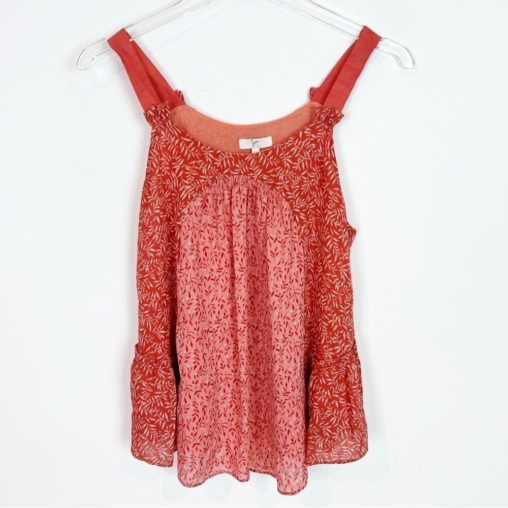 JOIE HIRANI ORANGE PATTERN FLOWY SILK SLEEVELESS TANK TOP WOMENS SZ XS - Picture 2 of 6